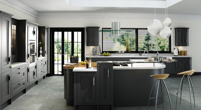 Kitchen with gray frame