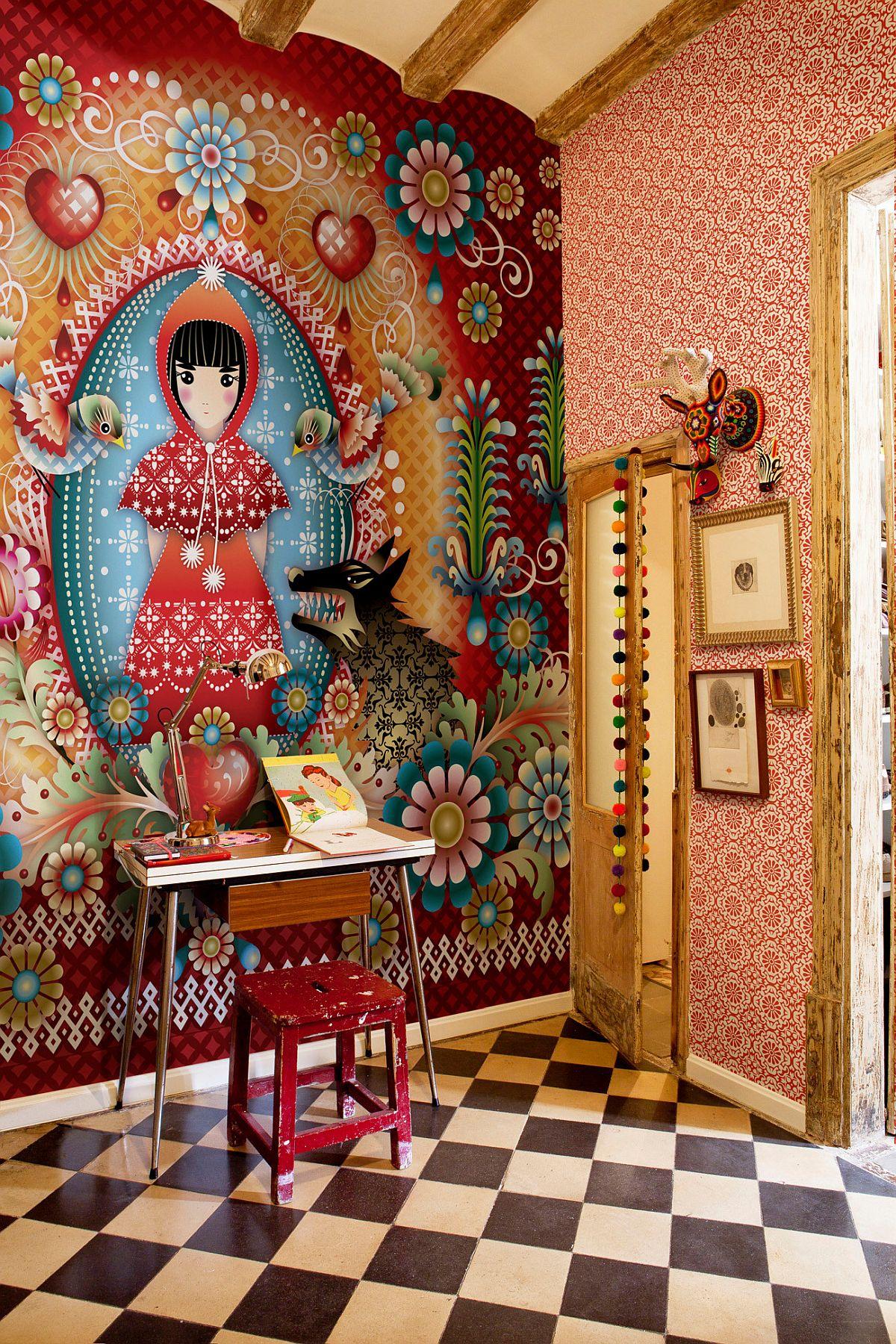 Eye-Catching Effectivity:  Small Eclectic Home Offices with Colourful Panache