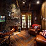 Gorgeous-mountain-cabin-inspired-small-rustic-home-office-with-stone-walls
